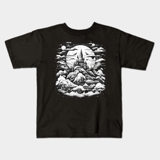 White Night On A Psychedelic Haunted Castle Kids T-Shirt